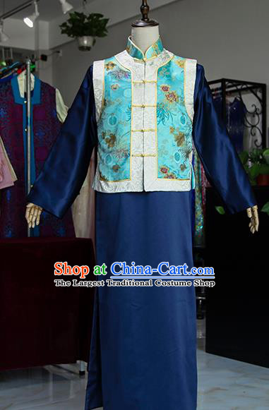 Chinese Ancient Shopkeeper Uniform Drama Teahouse Prince Mandarin Jacket Robe Qing Dynasty Lord Clothing