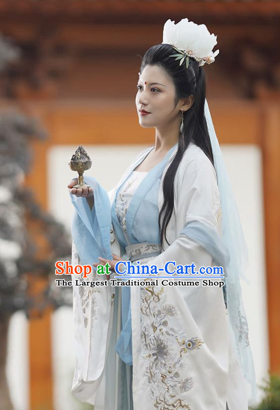 China Song Dynasty Taoist Nun Historical Garment Costumes Ancient Imperial Consort Embroidered Hanfu Dress Clothing