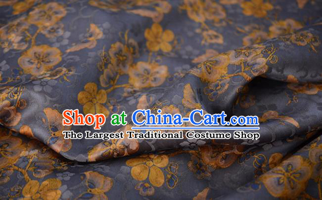 Chinese High Quality Cheongsam Cloth Classical Plum Pattern DIY Fabric Silk Fabric Blue Gambiered Guangdong Gauze