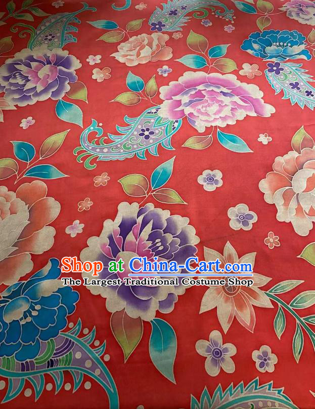 Chinese Silk Fabric Classical Pattern Brocade Red Satin Cloth Traditional Cheongsam Jacquard Drapery