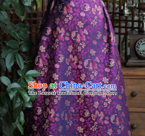 Chinese Classical Bats Pattern Song Brocade Purple Tapestry Cloth Traditional Cheongsam Jacquard Drapery Silk Fabric