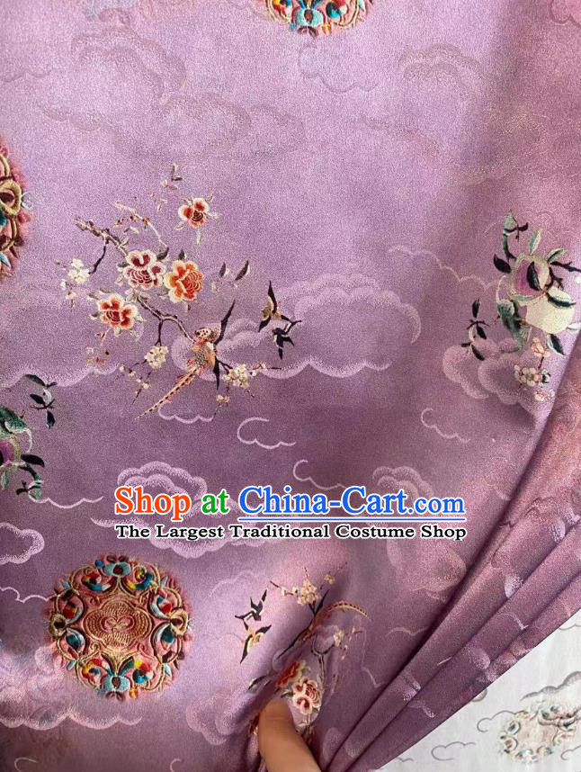 Chinese Lilac Tapestry Cloth Traditional Qipao Dress Jacquard Drapery Silk Fabric Classical Pattern Brocade