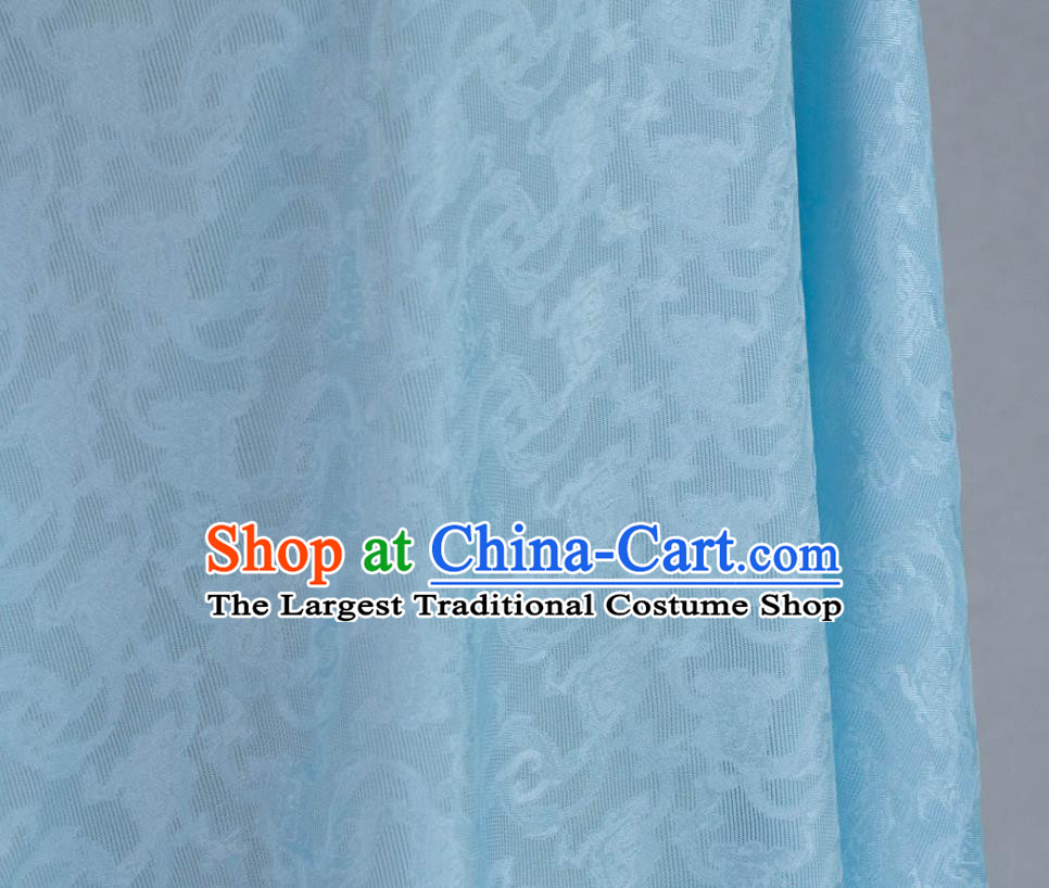 Chinese Silk Fabric Classical Cloud Pattern Blue Brocade Tapestry Cloth Traditional Qipao Dress Jacquard Drapery