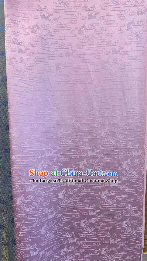 Chinese Jacquard Tapestry Cloth Traditional Qipao Dress Drapery Silk Fabric Classical Carps Pattern Lilac Brocade