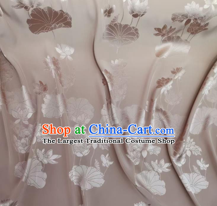 Chinese Cheongsam Silk Fabric Classical Lotus Pattern Pink Satin Cloth Traditional Jacquard Brocade Drapery
