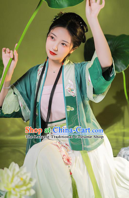 China Traditional Song Dynasty Young Lady Garment Clothing Ancient Village Girl Hanfu Dress for Women