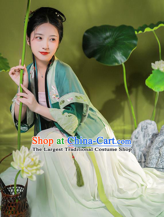 China Traditional Song Dynasty Young Lady Garment Clothing Ancient Village Girl Hanfu Dress for Women