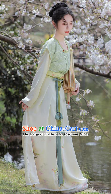 China Ancient Village Girl Hanfu Dress Traditional Tang Dynasty Historical Garment Clothing for Civilian Lady