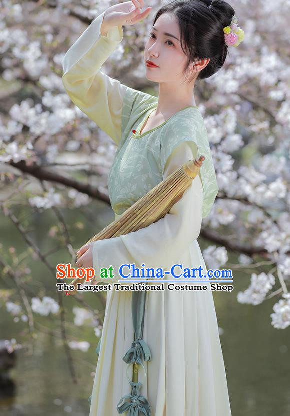 China Ancient Village Girl Hanfu Dress Traditional Tang Dynasty Historical Garment Clothing for Civilian Lady