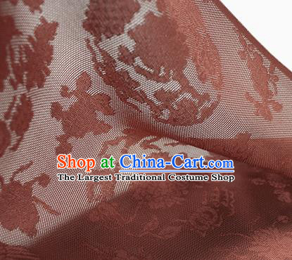 Chinese Traditional Cheongsam Drapery Rust Red Silk Fabric Classical Pattern Brocade Cloth Jacquard Tapestry Material