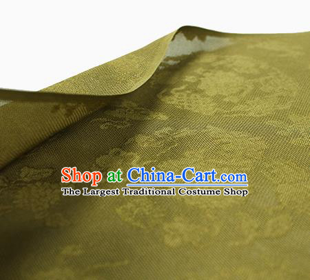 Chinese Olive Green Silk Fabric Classical Pattern Brocade Cloth Jacquard Tapestry Material Traditional Cheongsam Drapery