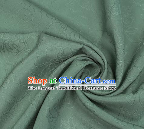 Chinese Jacquard Tapestry Material Traditional Cheongsam Drapery Green Silk Fabric Classical Camellia Pattern Brocade Cloth