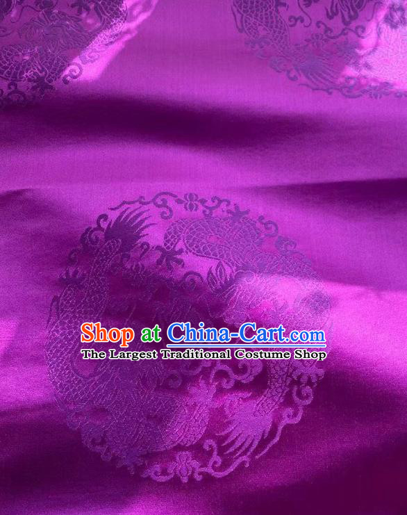 Chinese Silk Fabric Classical Dragons Pattern Purple Brocade Cloth Tapestry Material Traditional Tang Suit Drapery