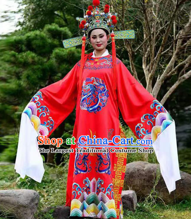 China Shaoxing Opera Scholar Clothing Traditional Peking Opera Xiaosheng Embroidered Red Robe Beijing Opera Niche Garment