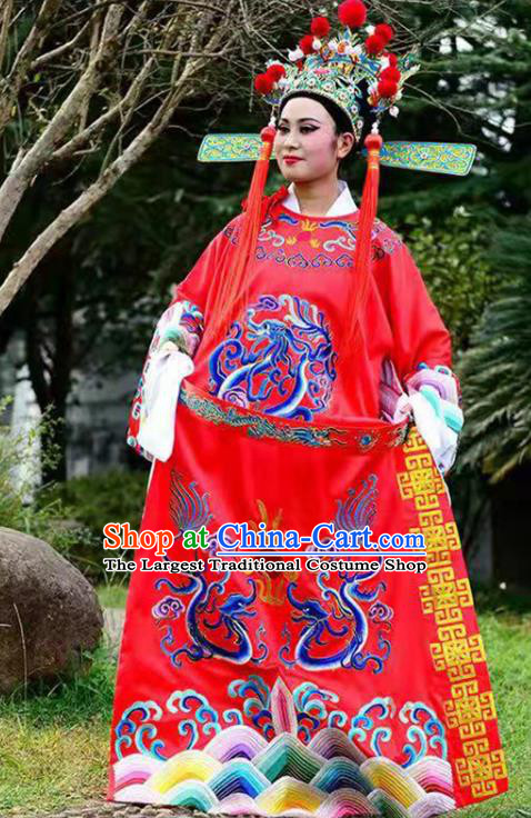 China Shaoxing Opera Scholar Clothing Traditional Peking Opera Xiaosheng Embroidered Red Robe Beijing Opera Niche Garment