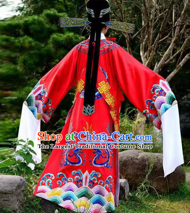 China Shaoxing Opera Scholar Clothing Traditional Peking Opera Xiaosheng Embroidered Red Robe Beijing Opera Niche Garment