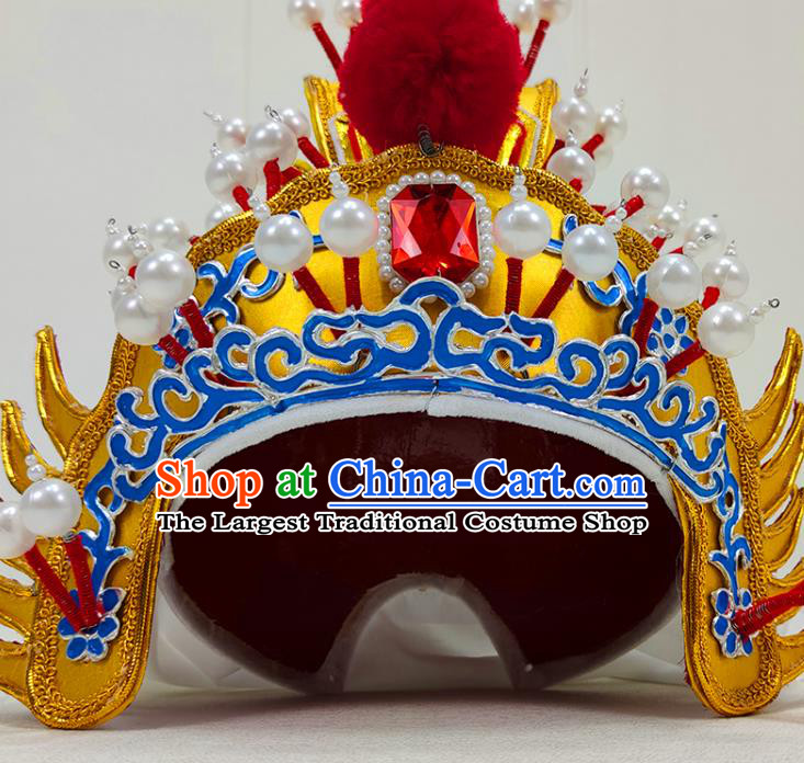 China Beijing Opera General Headwear Shaoxing Opera Warrior Golden Helmet Hat