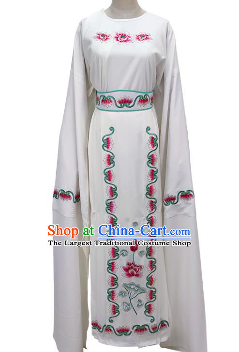 Chinese Shaoxing Opera Taoist Nun Garment Beijing Opera Actress Clothing Traditional Peking Opera Hua Tan White Dress