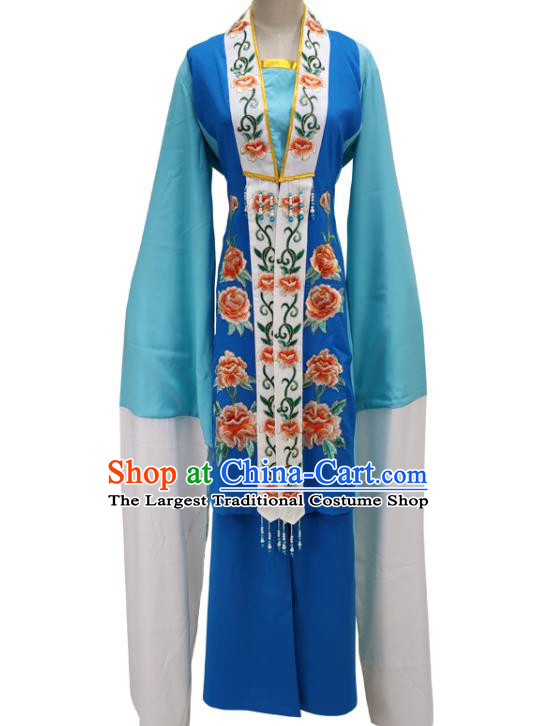 Chinese Traditional Peking Opera Hua Tan Blue Dress Shaoxing Opera Taoist Nun Garment Beijing Opera Actress Clothing