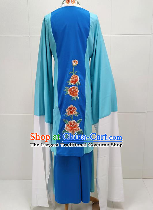 Chinese Traditional Peking Opera Hua Tan Blue Dress Shaoxing Opera Taoist Nun Garment Beijing Opera Actress Clothing