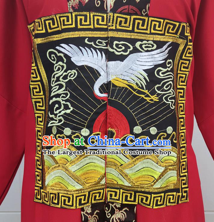 China Shaoxing Opera Red Priest Frock Clothing Peking Opera Taoist Robe Traditional Beijing Opera Embroidered Garment