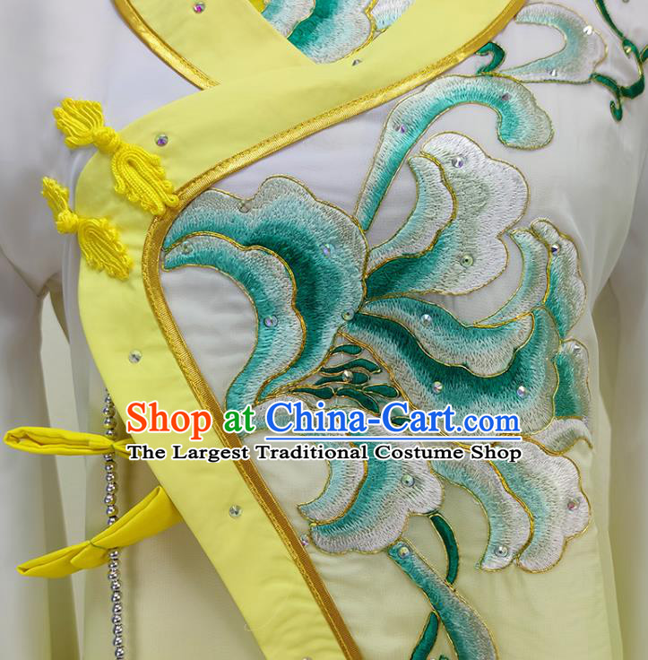 Chinese Traditional Peking Opera Diva Water Sleeve Dress Shaoxing Opera Young Beauty Garment Beijing Opera Actress Yellow Clothing