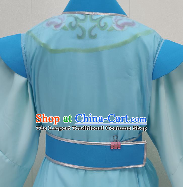 China Peking Opera Young Male Blue Garments Traditional Shaoxing Opera Xiaosheng Scholar Clothing
