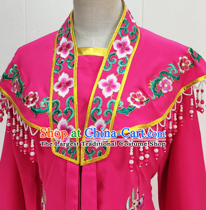 Chinese Peking Opera Hua Tan Embroidered Rosy Cape Traditional Shaoxing Opera Actress Garment Beijing Opera Princess Clothing