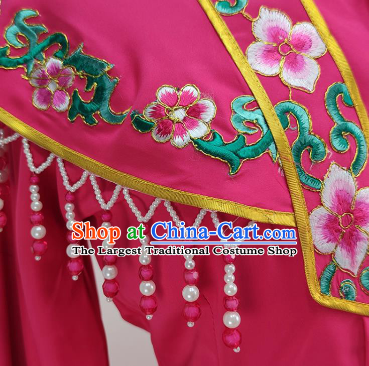 Chinese Peking Opera Hua Tan Embroidered Rosy Cape Traditional Shaoxing Opera Actress Garment Beijing Opera Princess Clothing