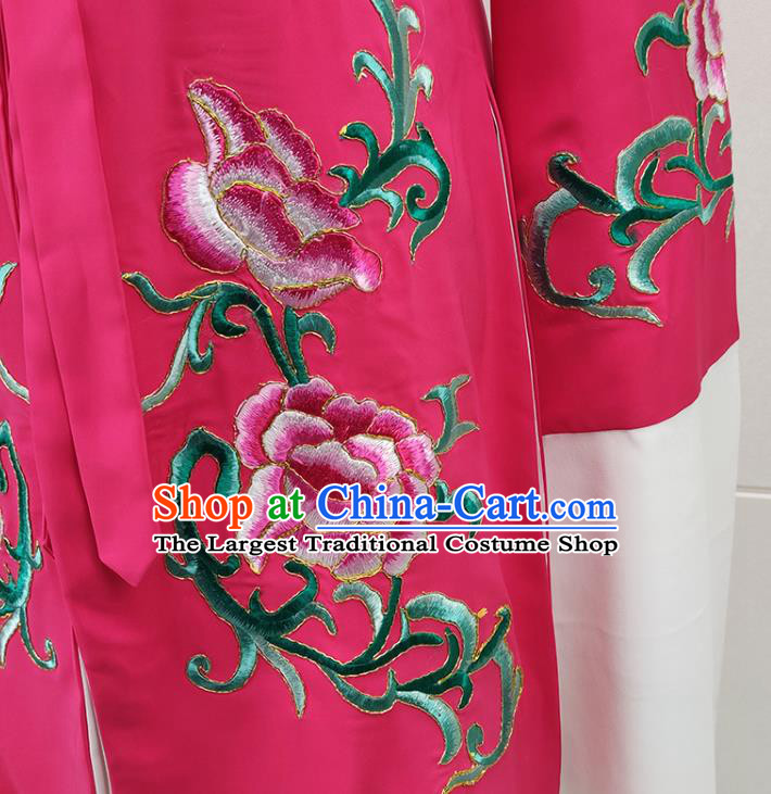 Chinese Peking Opera Hua Tan Embroidered Rosy Cape Traditional Shaoxing Opera Actress Garment Beijing Opera Princess Clothing