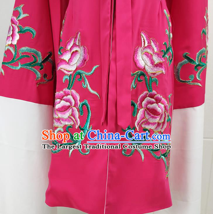 Chinese Peking Opera Hua Tan Embroidered Rosy Cape Traditional Shaoxing Opera Actress Garment Beijing Opera Princess Clothing