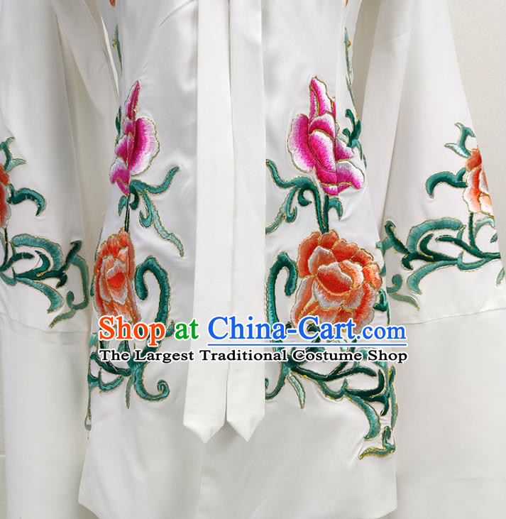 Chinese Traditional Shaoxing Opera Actress Garment Beijing Opera Princess Clothing Peking Opera Hua Tan Embroidered White Cape