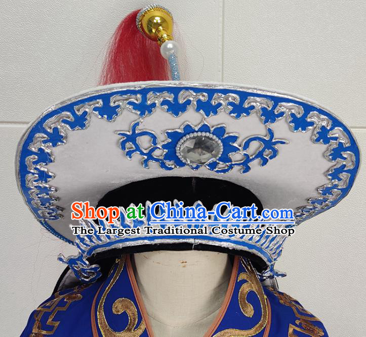 China Peking Opera Swordsman Lin Chong Garments Traditional Shaoxing Opera Wusheng Clothing and Hat