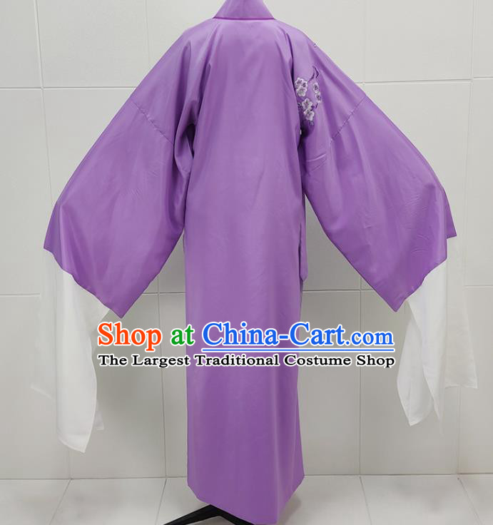 China Peking Opera Scholar Purple Robe Garments Traditional Shaoxing Opera Xiaosheng Clothing and Headwear