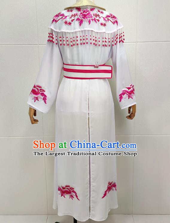 Chinese Traditional Shaoxing Opera Swordswoman Garment Beijing Opera Actress Clothing Peking Opera Young Woman White Dress