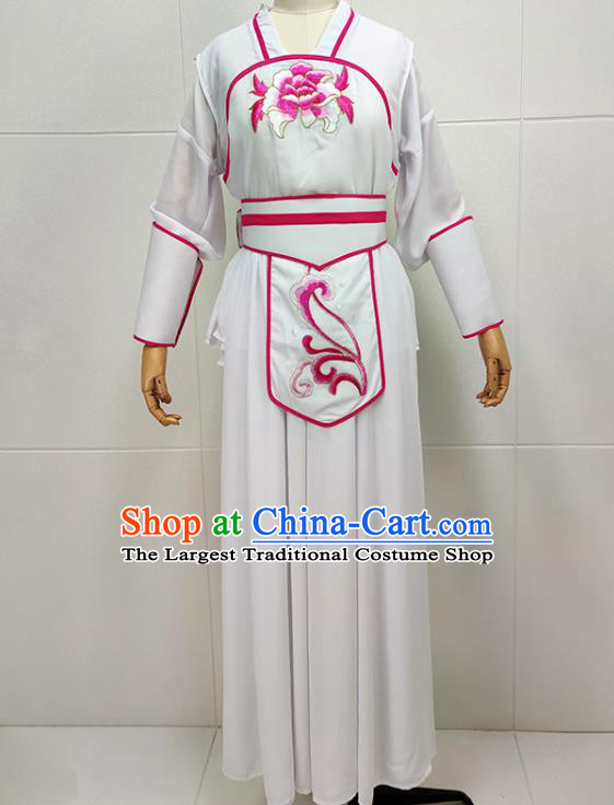 Chinese Traditional Shaoxing Opera Swordswoman Garment Beijing Opera Actress Clothing Peking Opera Young Woman White Dress