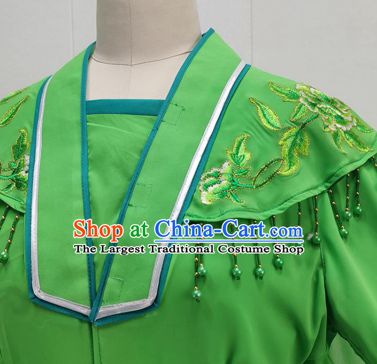 Chinese Peking Opera Young Woman Green Dress Traditional Shaoxing Opera Xiao Qing Garment Beijing Opera Swordswoman Clothing