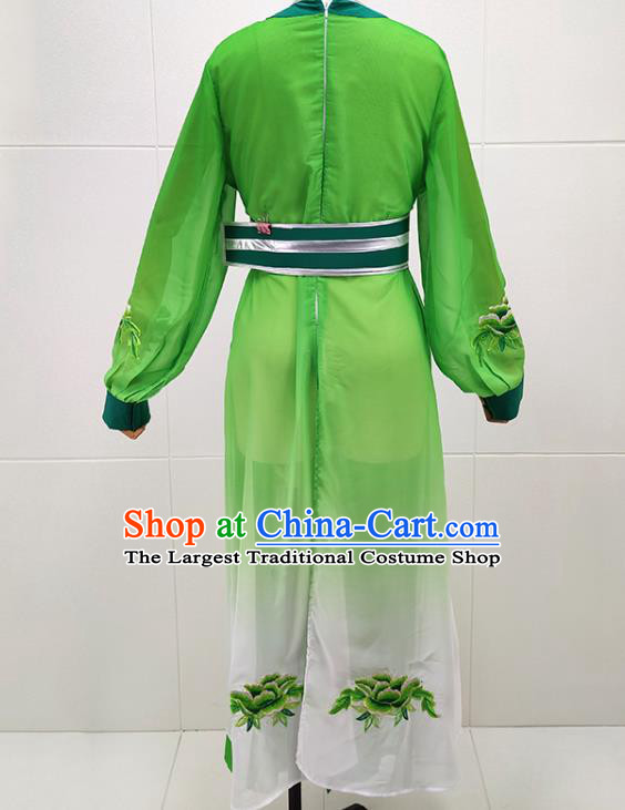 Chinese Peking Opera Young Woman Green Dress Traditional Shaoxing Opera Xiao Qing Garment Beijing Opera Swordswoman Clothing