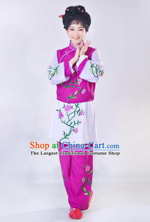 Chinese Beijing Opera Clothing Traditional Peking Opera Servant Girl Dress Garment Shaoxing Opera Young Lady Purple Outfits