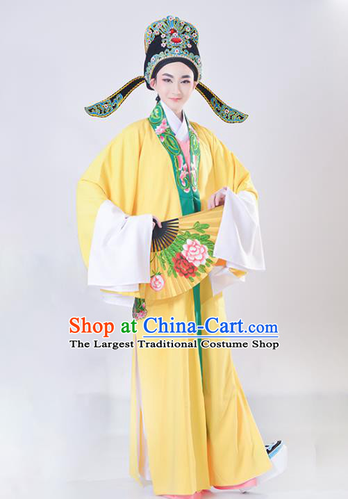 China Shaoxing Opera Scholar Clothing Traditional Peking Opera Young Male Yellow Cape Beijing Opera Niche Garment