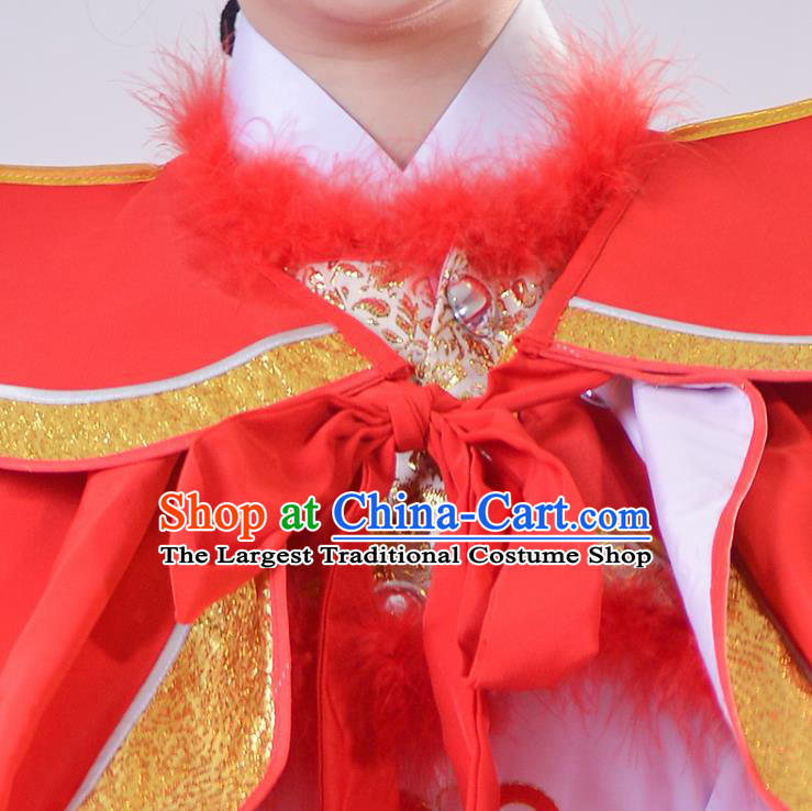 Chinese Shaoxing Opera Swordswoman Red Cape Beijing Opera Clothing Traditional Peking Opera Empress Garment