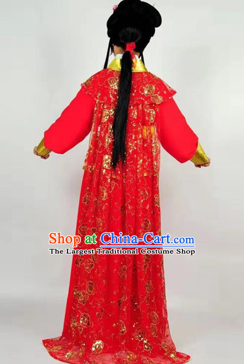 Chinese Shaoxing Opera Swordswoman Red Garment Beijing Opera Blues Clothing Traditional Peking Opera Actress Dress