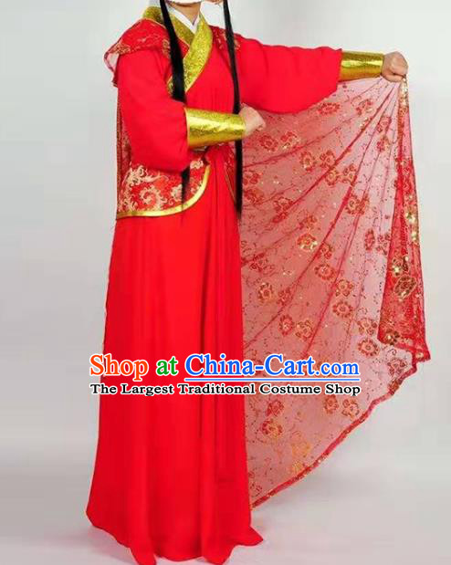 Chinese Shaoxing Opera Swordswoman Red Garment Beijing Opera Blues Clothing Traditional Peking Opera Actress Dress