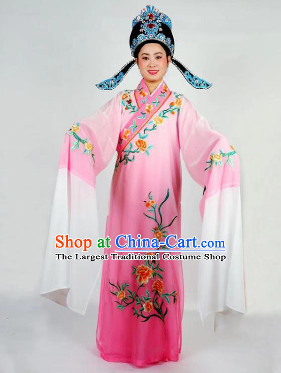 China Traditional Shaoxing Opera Scholar Clothing Peking Opera Xiaosheng Rosy Robe Garment