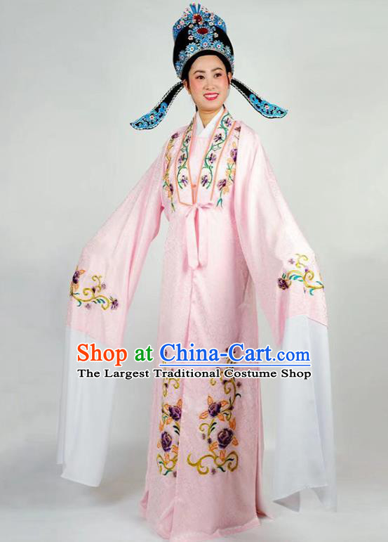 China Traditional Peking Opera Xiaosheng Pink Robe Garment Shaoxing Opera Scholar Clothing