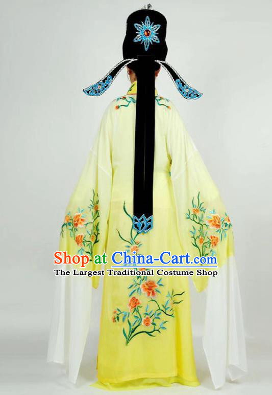 China Shaoxing Opera Scholar Clothing Traditional Peking Opera Xiaosheng Yellow Robe Garment