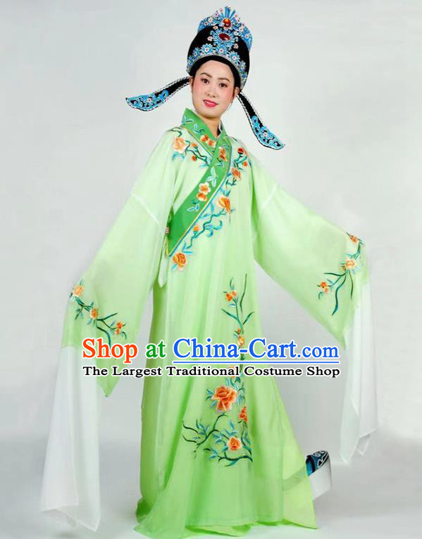 China Beijing Opera Garment Shaoxing Opera Scholar Clothing Traditional Peking Opera Xiaosheng Green Robe