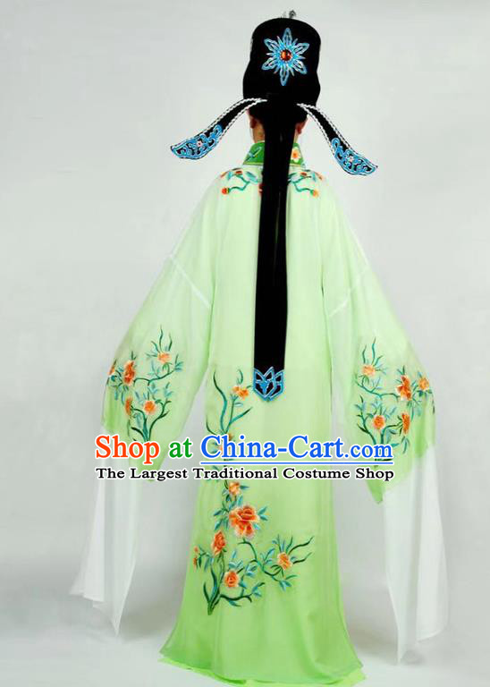 China Beijing Opera Garment Shaoxing Opera Scholar Clothing Traditional Peking Opera Xiaosheng Green Robe