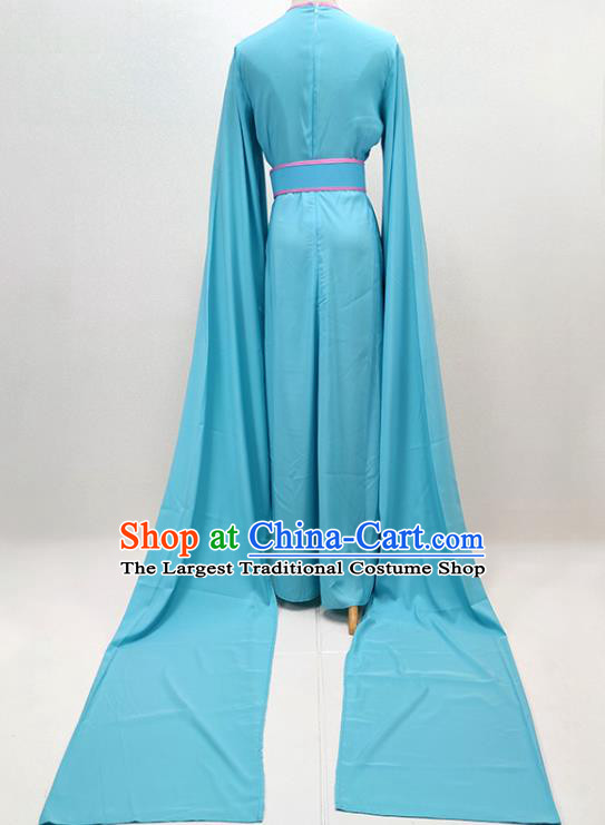 Chinese Shaoxing Opera Fairy Garment Beijing Opera Hua Tan Clothing Traditional Peking Opera Blue Water Sleeve Dress