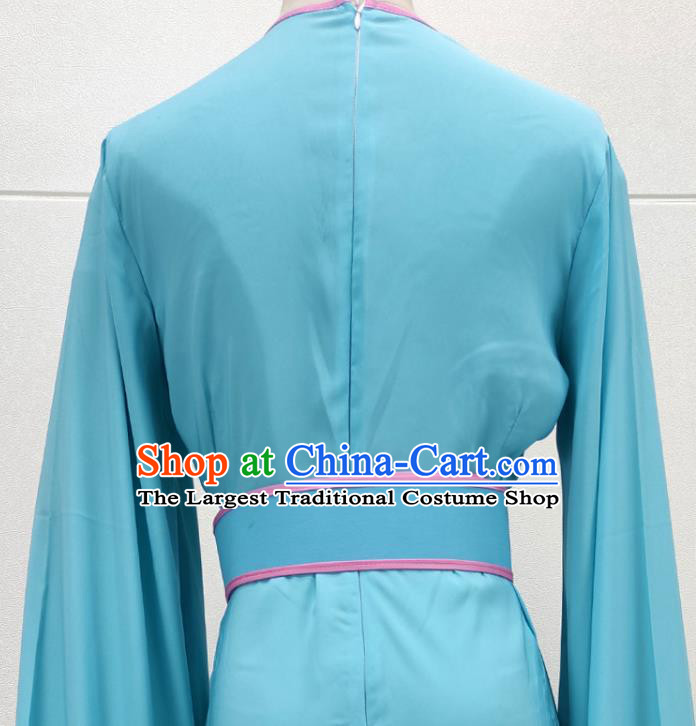 Chinese Shaoxing Opera Fairy Garment Beijing Opera Hua Tan Clothing Traditional Peking Opera Blue Water Sleeve Dress